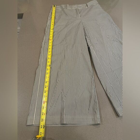 Lafayette 148 New York Striped Wide Leg Crop Cotton Blend Women's Pants Size 6 - Picture 8 of 11